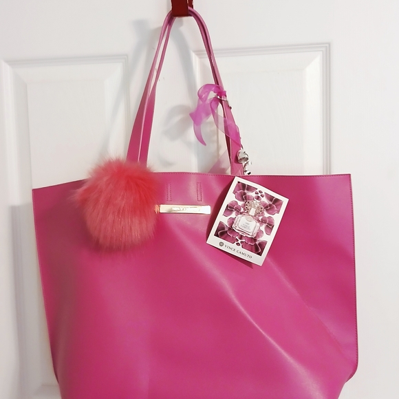 Vince Camuto Handbags - Vince Camuto Fuchsia Tote with Pom Pom